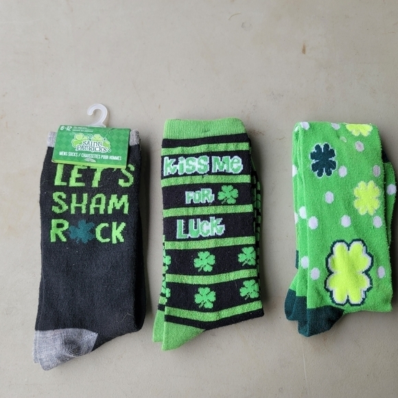 NWT Lot of 3 Mens Crew Socks Sock IRELAND Saint St Patrick's Day Irish Green - Picture 1 of 6
